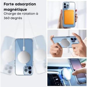 Magsafe - Coque de téléphone transparente magnétique sans fil